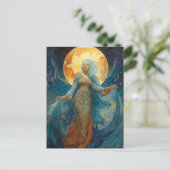 Mooie vrouw en Moon Fantasy Art Briefkaart (Staand voorkant)