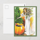 Mooie vrouw en pompoen -  Halloween Briefkaart (Voorkant / Achterkant)