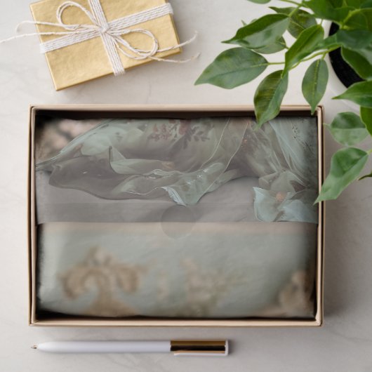 Mooie Vrouw, Flamingo & Bloemen, Portretkunst Tissuepapier (Geschenk)