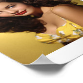 Mooie vrouw geel  pinup meisje poster (Hoek)