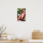 Mooie vrouw geïnspireerd door vintage poster (Keuken)
