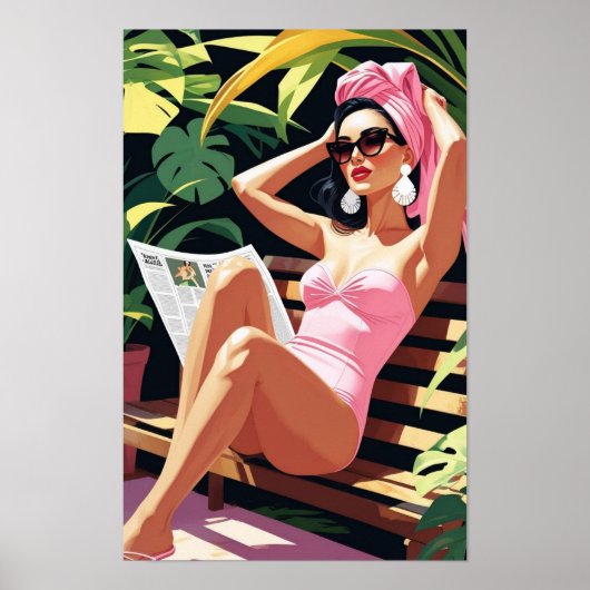 Mooie vrouw geïnspireerd door vintage poster (Voorkant)