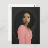 Mooie vrouw gekleed in roze briefkaart (Voorkant / Achterkant)