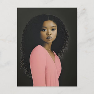 Mooie vrouw gekleed in roze briefkaart