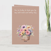 Mooie vrouw gerbera bloemen bruine verjaardag kaart (Achterkant)