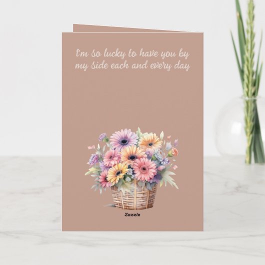 Mooie vrouw gerbera bloemen bruine verjaardag kaart (Achterkant)