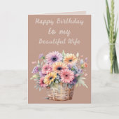 Mooie vrouw gerbera bloemen bruine verjaardag kaart (Voorkant)