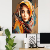 Mooie vrouw gezicht muurkunst Abstract Vrouw Verf Poster (Thuiskantoor)