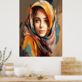 Mooie vrouw gezicht muurkunst Abstract Vrouw Verf Poster (Keuken)