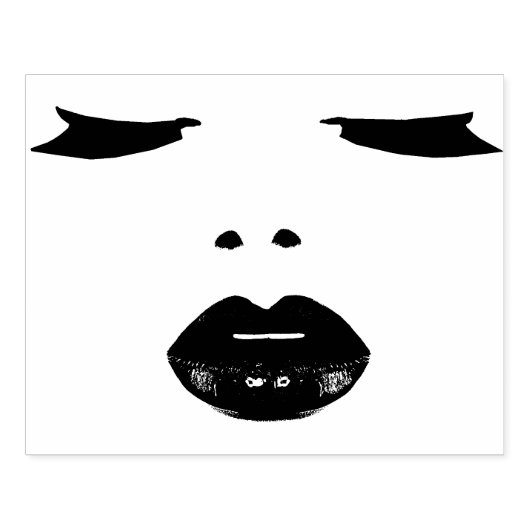 Mooie Vrouw Gezicht Ogen Lippen Originele kunst Rubberstempel (Afrduk)