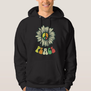 Mooie vrouw grafische madeliefjes Vredesteken Hoodie