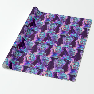 Mooie Vrouw in Blauw en Paarse IJsglas Cadeaupapier