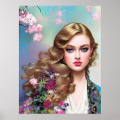 Mooie vrouw in de lente poster (Voorkant)