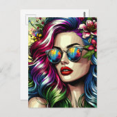 Mooie vrouw in de stad briefkaart (Voorkant / Achterkant)