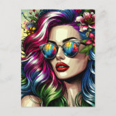 Mooie vrouw in de stad briefkaart (Voorkant)