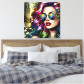 Mooie vrouw in de stad canvas afdruk (Insitu (Slaapkamer))