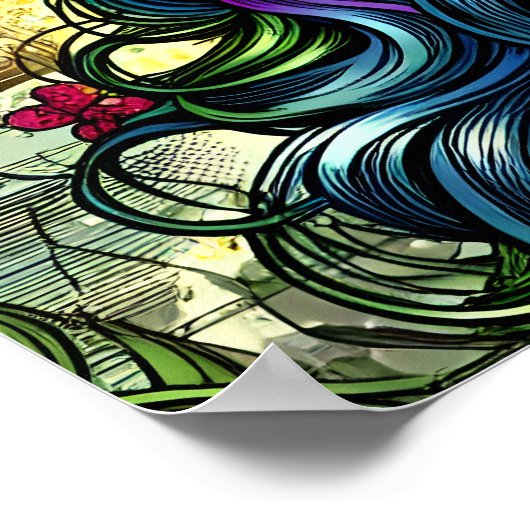 Mooie vrouw in de stad poster (Hoek)