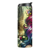 Mooie vrouw in de stad thermosbeker (Gedraaid links)