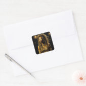 Mooie vrouw in Dreads Onder de Sterren Vierkante Sticker (Envelop)