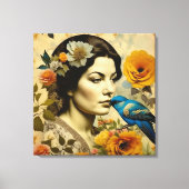 Mooie  vrouw in Flowers Canvas Afdruk (Voorkant)