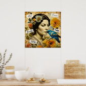 Mooie  vrouw in Flowers Poster (Keuken)