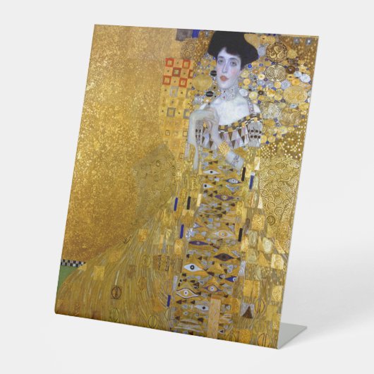 Mooie vrouw in Gold Gustav Klimt Reclamebord Met Voetstuk (Voorkant)