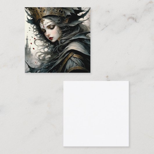 Mooie Vrouw in Gotisch Kasteel, mooi oog. C Vierkante Visitekaartje (Voorkant / Achterkant)