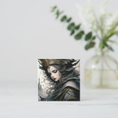 Mooie Vrouw in Gotisch Kasteel, mooi oog. C Vierkante Visitekaartje (Staand voorkant)