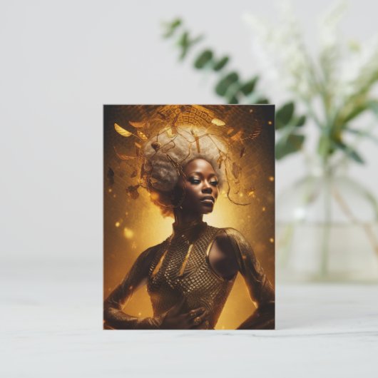 Mooie Vrouw in Goud Briefkaart (Staand voorkant)