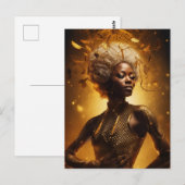 Mooie Vrouw in Goud Briefkaart (Voorkant / Achterkant)