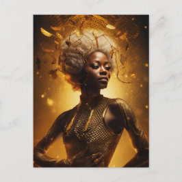 Mooie Vrouw in Goud Briefkaart