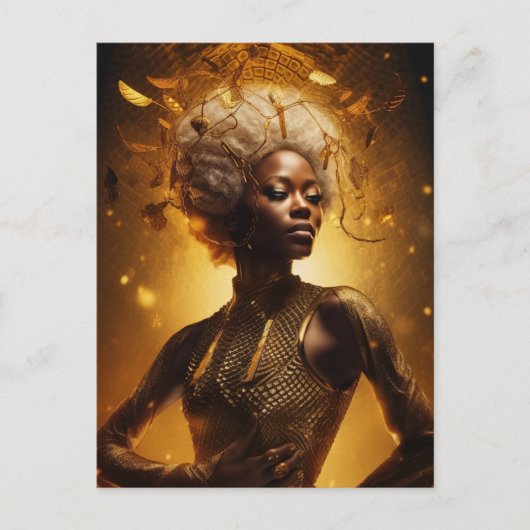 Mooie Vrouw in Goud Briefkaart (Voorkant)
