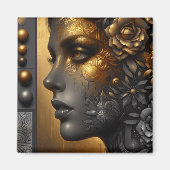 Mooie vrouw in goud eterisch magneet (Voorkant)
