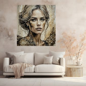 Mooie vrouw in gouden glitter Wall Art Poster