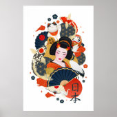 Mooie vrouw in het poster van de aziatische muur (Voorkant)