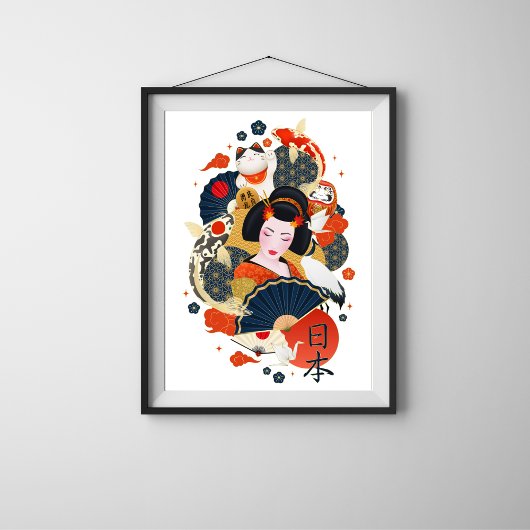 Mooie vrouw in het poster van de aziatische muur