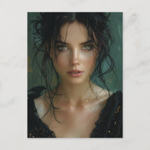 Mooie vrouw in het zwart briefkaart