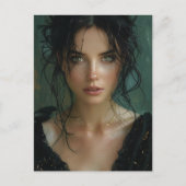 Mooie vrouw in het zwart briefkaart (Voorkant)
