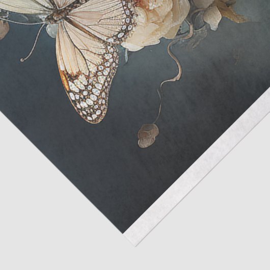 Mooie vrouw in jurk met vlinders tissuepapier (Detail)