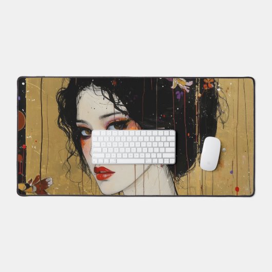 Mooie vrouw in Kimono Bureaumat (Keyboard & Muis)