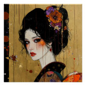 Mooie vrouw in Kimono Perfect Poster (Voorkant)