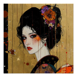Mooie vrouw in Kimono Perfect Poster