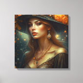 Mooie vrouw in Pet Etherische Ai Art Canvas Afdruk (Voorkant)