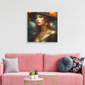Mooie vrouw in Pet Etherische Ai Art Canvas Afdruk (Insitu (Woonkamer))