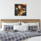 Mooie vrouw in Pet Etherische Ai Art Canvas Afdruk (Insitu (Slaapkamer))