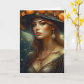 Mooie vrouw in Pet Etherische Ai Art Kaart (Gele Bloem)