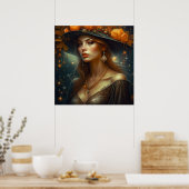 Mooie vrouw in Pet Etherische Ai Art Poster (Keuken)