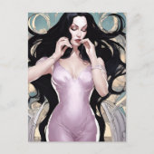 Mooie vrouw in roze briefkaart (Voorkant)