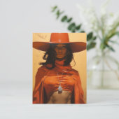 Mooie vrouw in Sinaasappel Briefkaart (Staand voorkant)