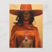 Mooie vrouw in Sinaasappel Briefkaart (Voorkant)